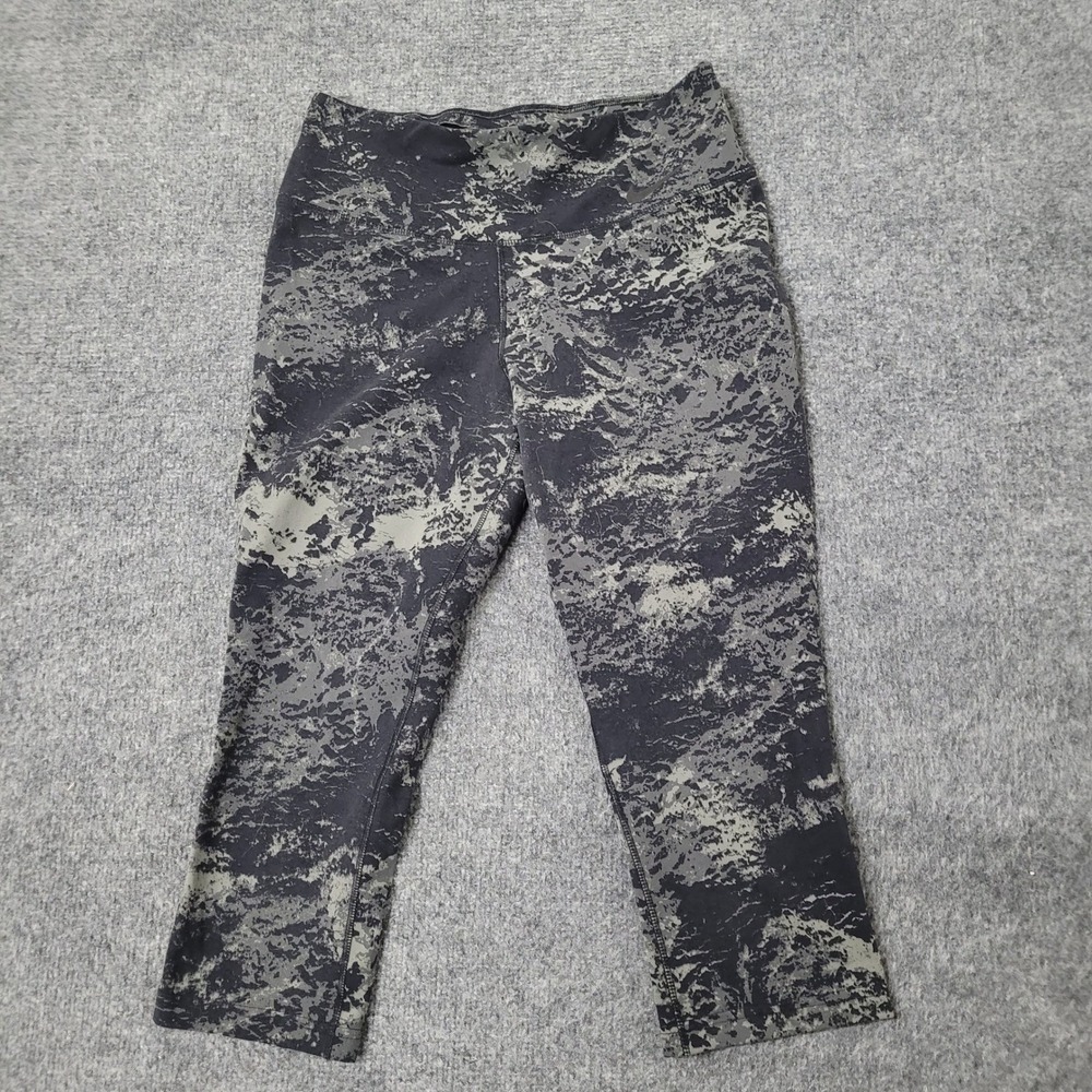 Nike Leggings Womens Size M Black Gray Camo Dri-Fit Cropped Athletic Yoga Pants